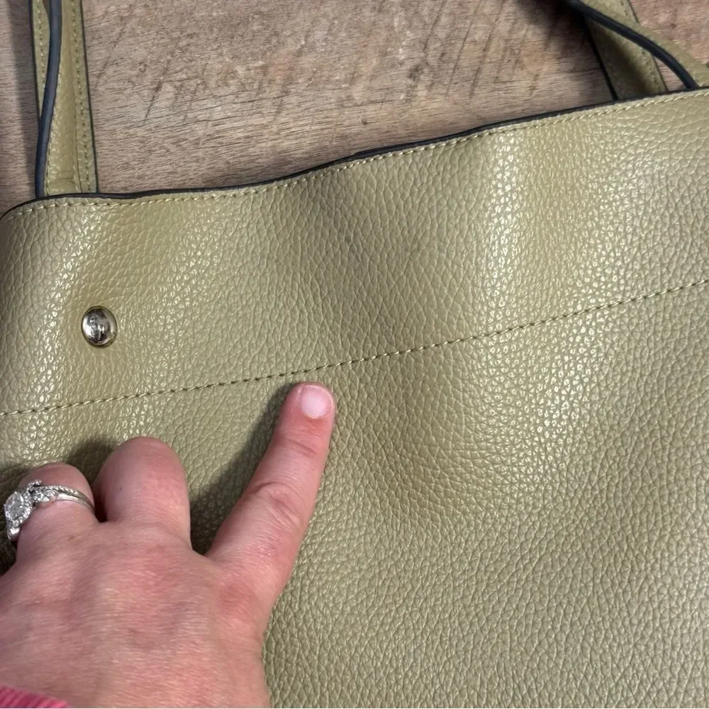 Nanette Lepore Sage Green Leather Shoulder Bag Tote Purse